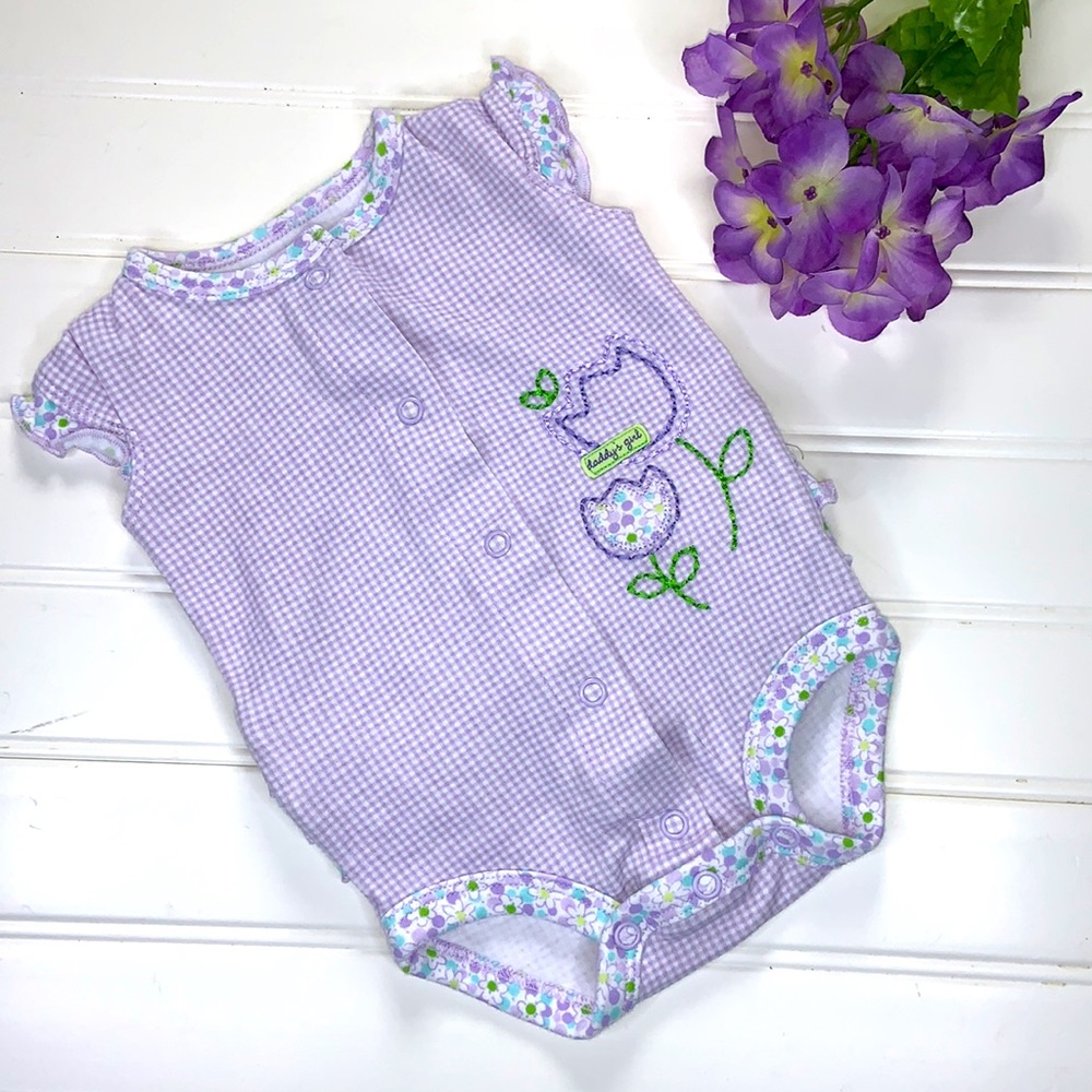 Carters Lavender Gingham Plaid Romper Newborn